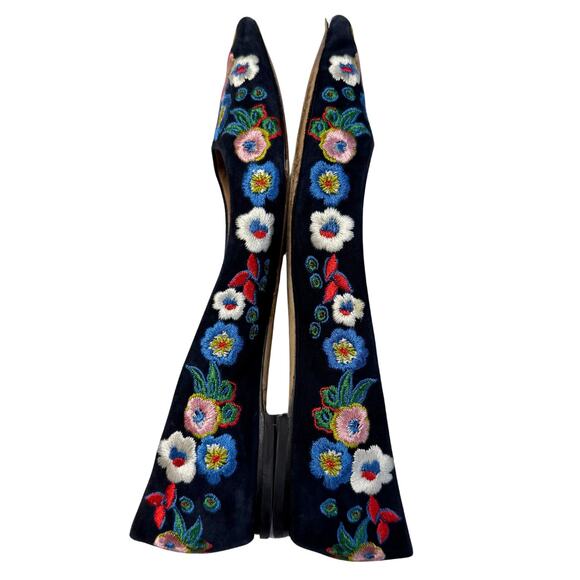 Tory Burch Rosemont Pansy Floral Suede Leather Embroidered Ballet Flats Size 7 - Picture 7 of 14